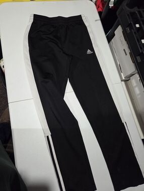 Adidas Black Track Pants with White Side Panels